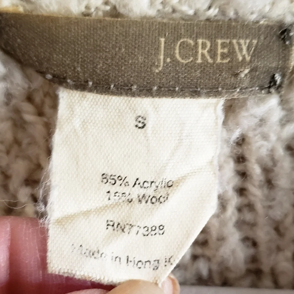 J. Crew Sweater Vintage Womens Cream S Wool Blend Cozy V-Neck Relaxed Pullover